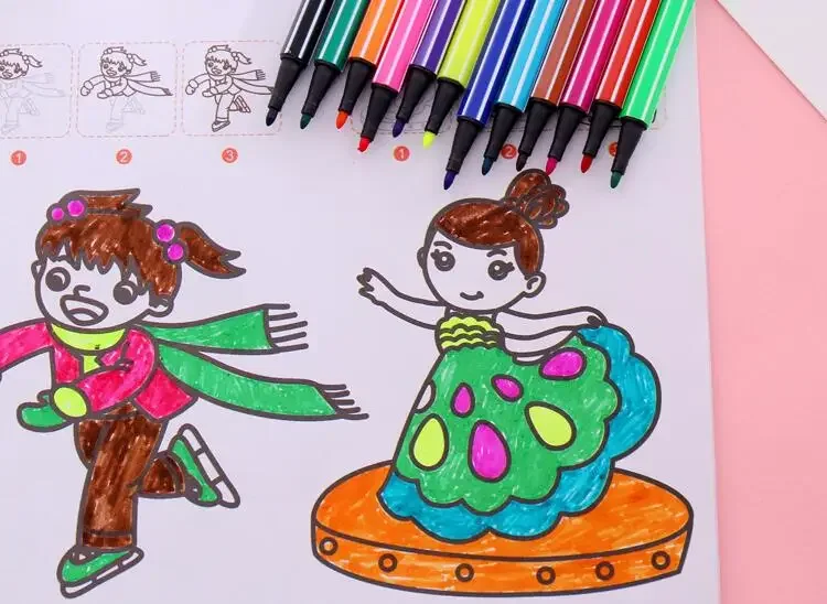 Kinder Malerei 6/12 ungiftig Wasser Farbstift Waschbar Aquarell Stift Mark Malerei für Kinder Zeichnung Kunstbedarf – Detail 1