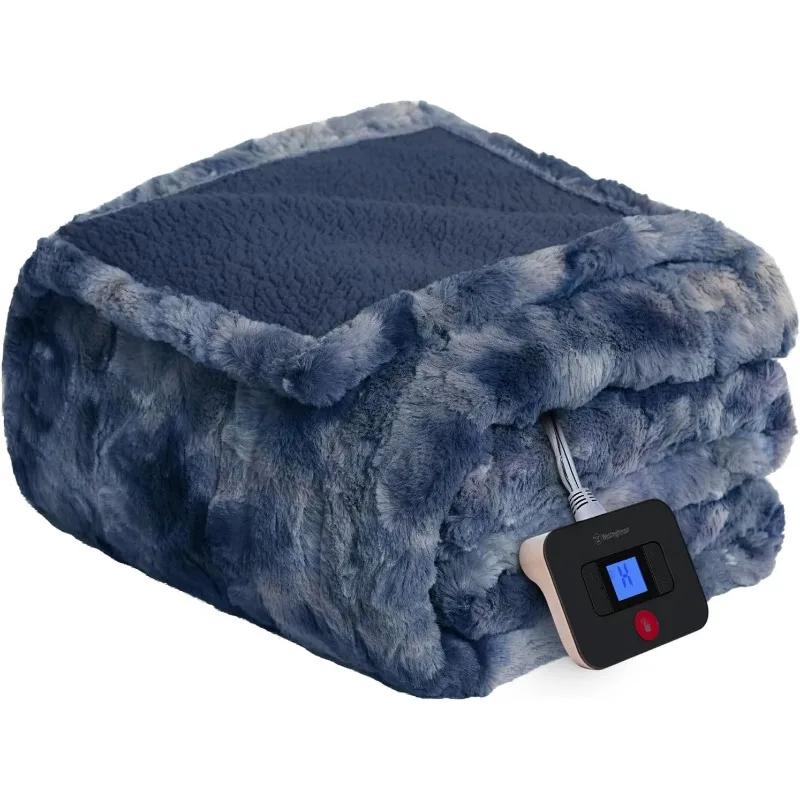 Electric Throw Blanket, Faux Fur Heated Blanket with 6 Heating Levels & 2-10 Hours Auto Off, Soft