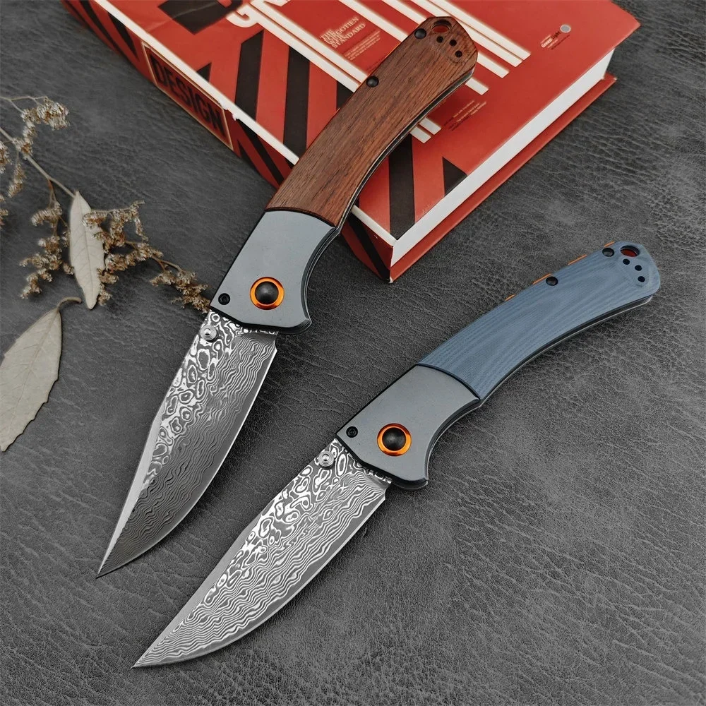 BM 15080 Folding Pocket Knife Damascus Blade Sourwood / G10 Handle Hunting Knife Outdoor EDC Camping Survival Tactical Tools