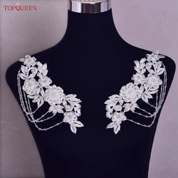 TOPQUEEN-S80 diamantes de imitación cosidos a mano con incrustaciones de diamantes, Parche de cristal, cuello, vestido de novia, decoración, hombro, accesorios de bricolaje