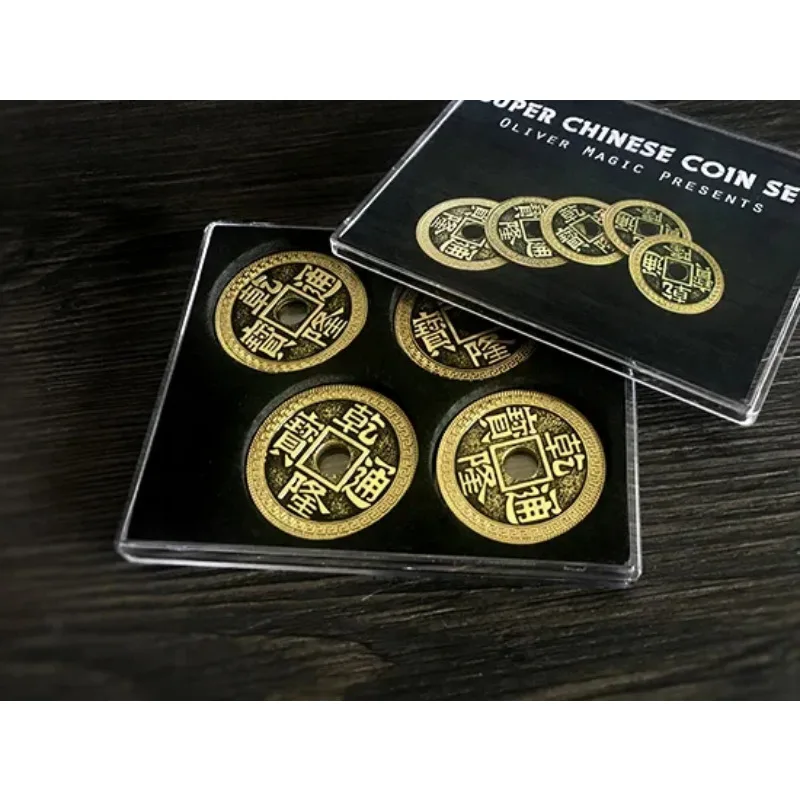 Super Chinese Coin Set (Qianlong, Morgan Size) Close up Magic Trick Coin Appear Vanish Magia Magie Magicians Prop Accessory