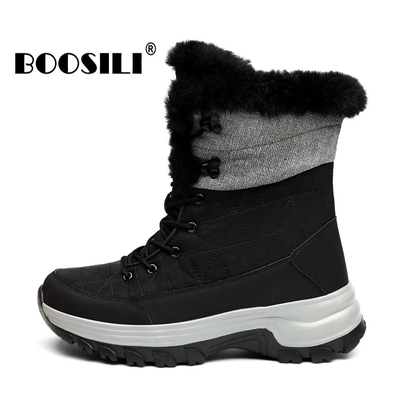 

New Fashion And Leisure Mens Thickening Warm Snow Boots Plush Inside Antiskid Bottom Keep Waterproof