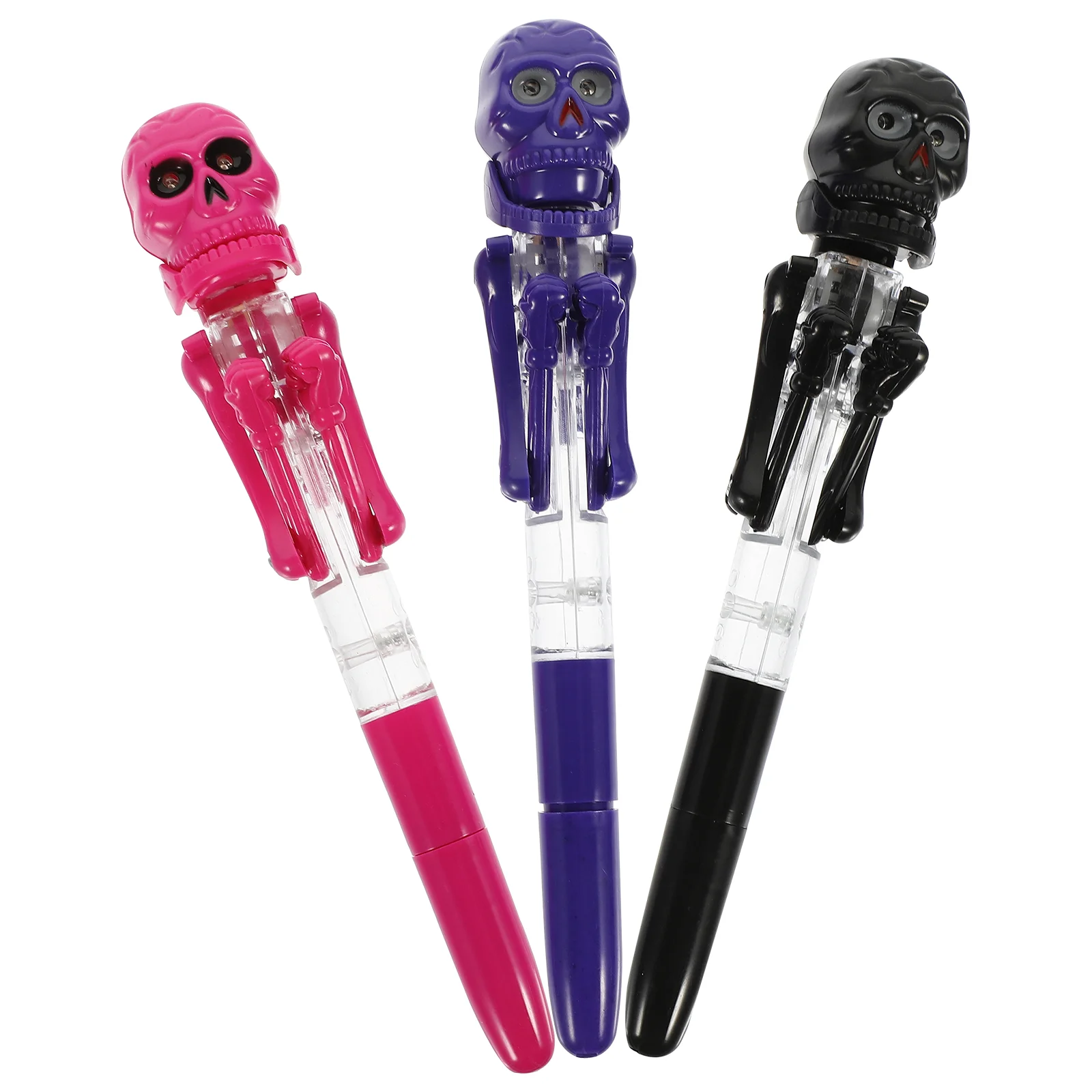 

3 Pcs Halloween Ballpoint Pen Toy Pens Flash Plastic Ball-Point Present Student for Students Skull