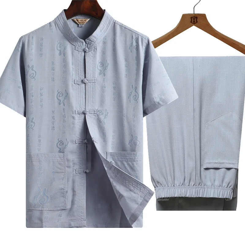 Traditional Chinese Style Tang Suit Embroidery Pattern Handmade Buttons Hanfu Blouse Men Kung Fu T Shirts Tops Jackets Pants