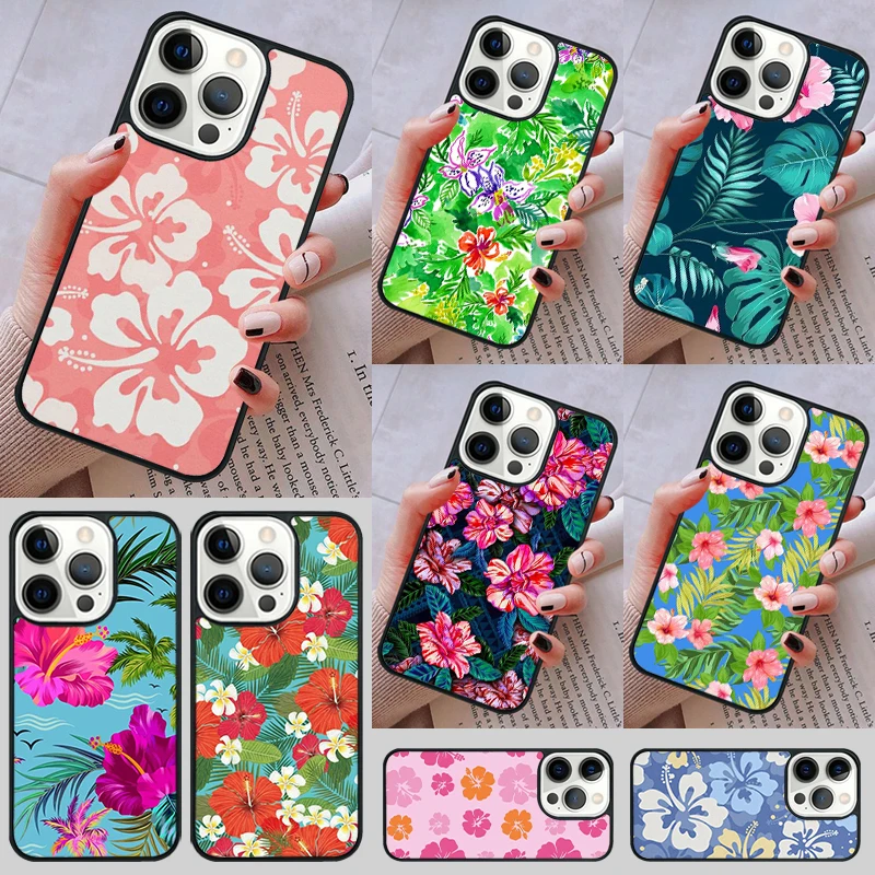 Tropical aloha Hibiscus Pattern Phone Case cover For iPhone 14 13 15 16 Pro Max Coque 12 11 Pro Max For Apple 8 PLUS 7 6S XS