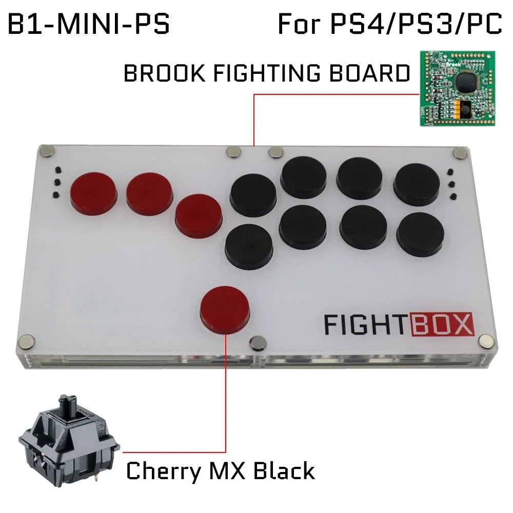 

FightBox Slim Fight Arcade Stick Fighting Game Joystick Mini Hitbox Style Game Cherry MX Button Hot-swap Controller For PC/PS4