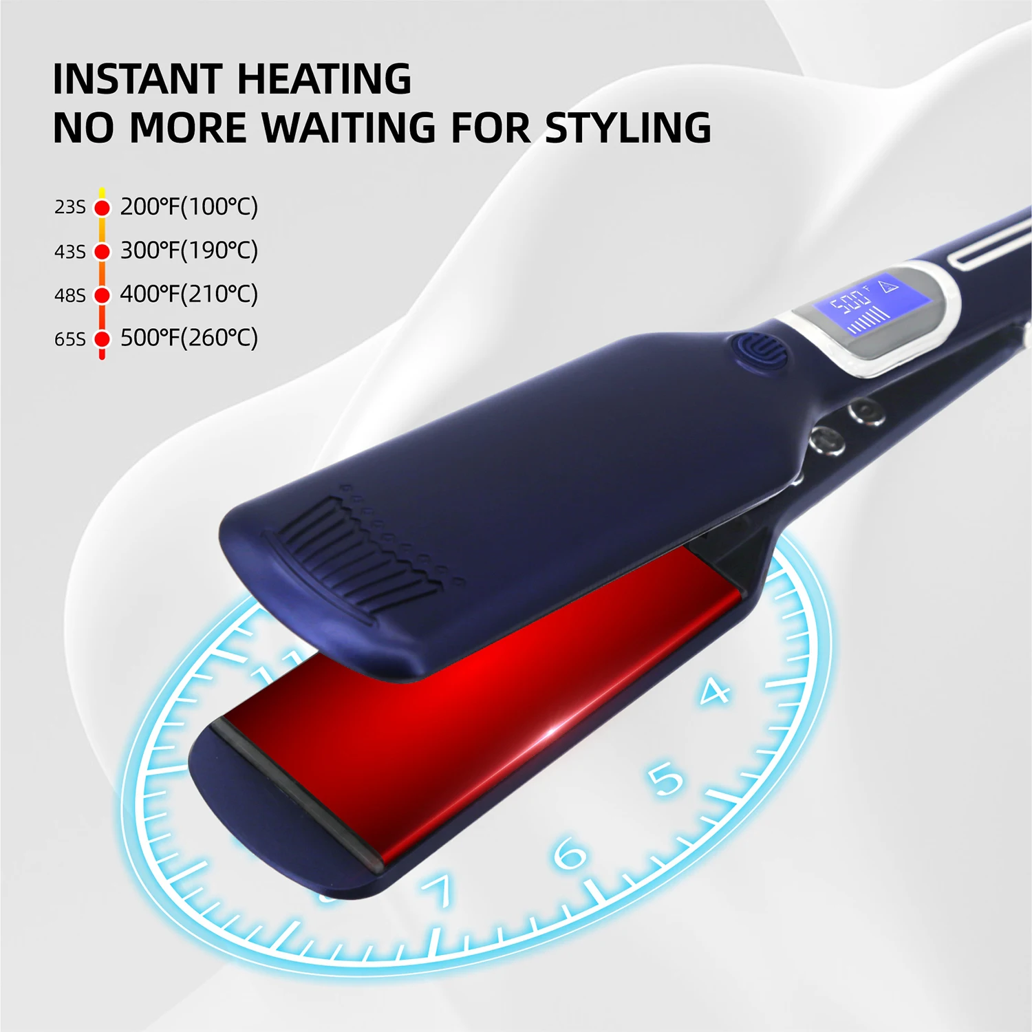 Professional Hair Straightener Titanium Plate Fast Heat Up 500F Flat Iron 2 in 1 Straightener and Curler Styling Tool view 4