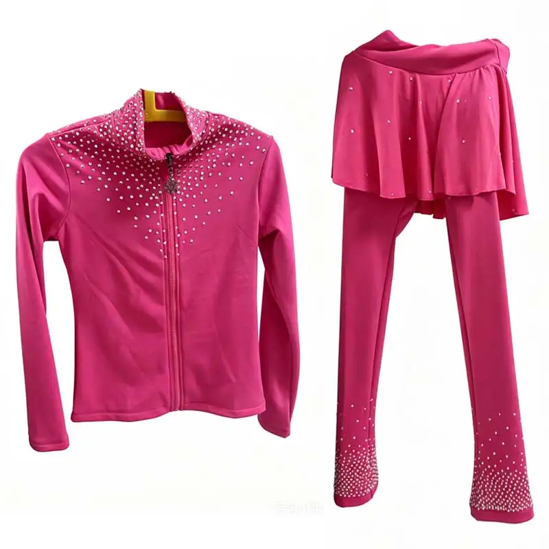Figure skating training suit, girls' ice skating suit, four season version, adult high elasticity and plush hip protection set