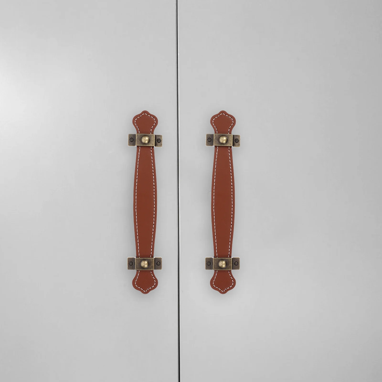 Maniglie per cassetti in PU da 2 pezzi Maniglia per porta dell'armadio durevole vintage in lega di zinco marrone chiaro adatta per mobili