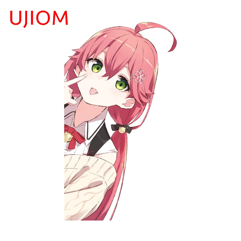 UJIOM Hololive Peeking Sakura Miko Wall Sticker Exquisite Fashio Eye Catching Unique Sunscreen Decal Pretty Adhesive Wallpaper