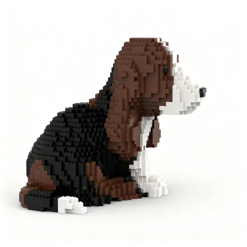 6262pcs MOC Basset Hound Puppy Sculptures Model Building Blocks Christmas Gift Construction Toy Education Assemble DIY Craft 3D