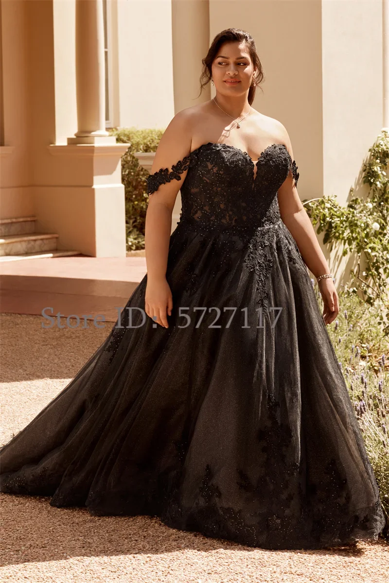 Elegant Sweetheart Tulle Wedding Dress Sequins Appliques Lace Off Shoulder Bridal Gown Party Custom Made