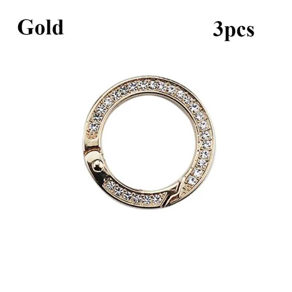 

3pcs High Quality Black gold silver Spring O-Ring Buckles 35mm Round Carabiner Snap Clasp Clip Purses Handbags Buckles