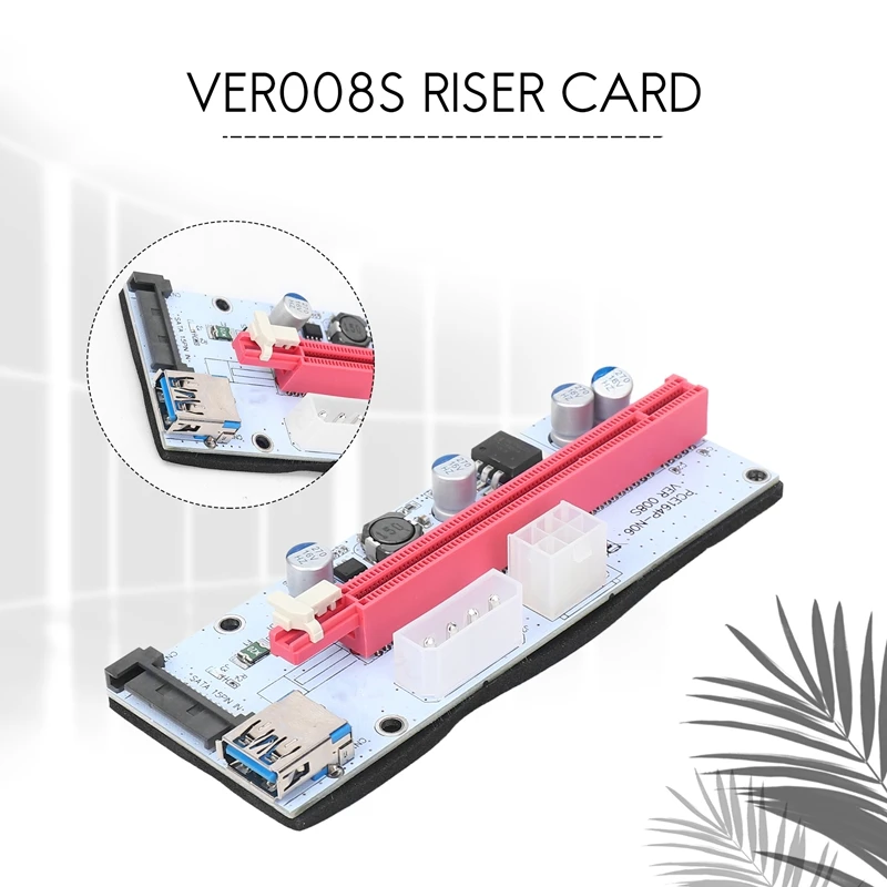 10 шт. VER008S Molex 4Pin SATA 6PIN PCIE PCI-E PCI Express Райзер-карта 008S адаптер 1X к 16X USB3.0 удлинитель Майнер
