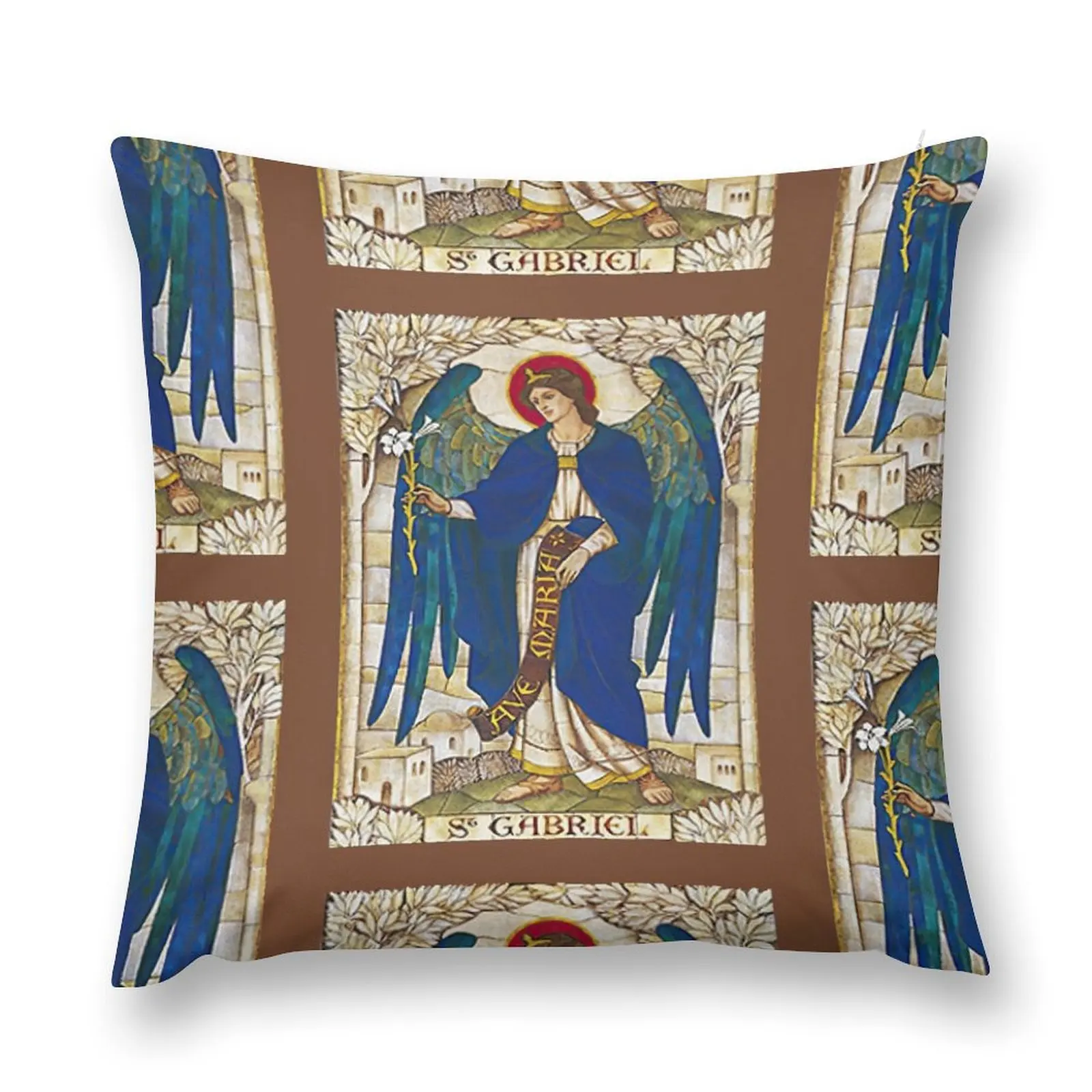 

St Gabriel Angel Catholic Saint Archangel Throw Pillow Sofa Decorative Covers Pillows Aesthetic Custom Cushion Photo pillow