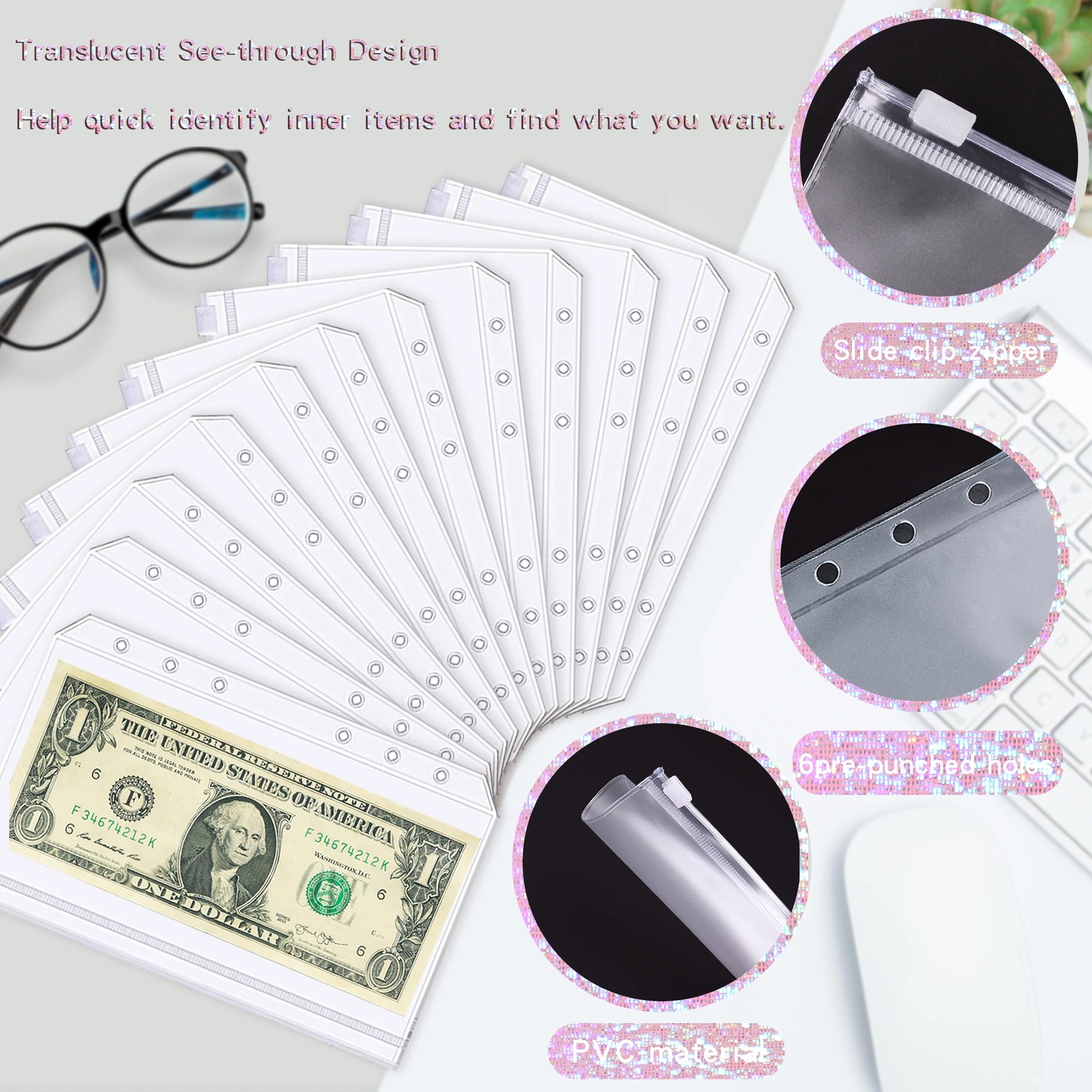 A6 Money Budget Planner Binder With Zipper Envelopes Cash Envelopes For Budgeting Money Organizer For Cash Budget Binde