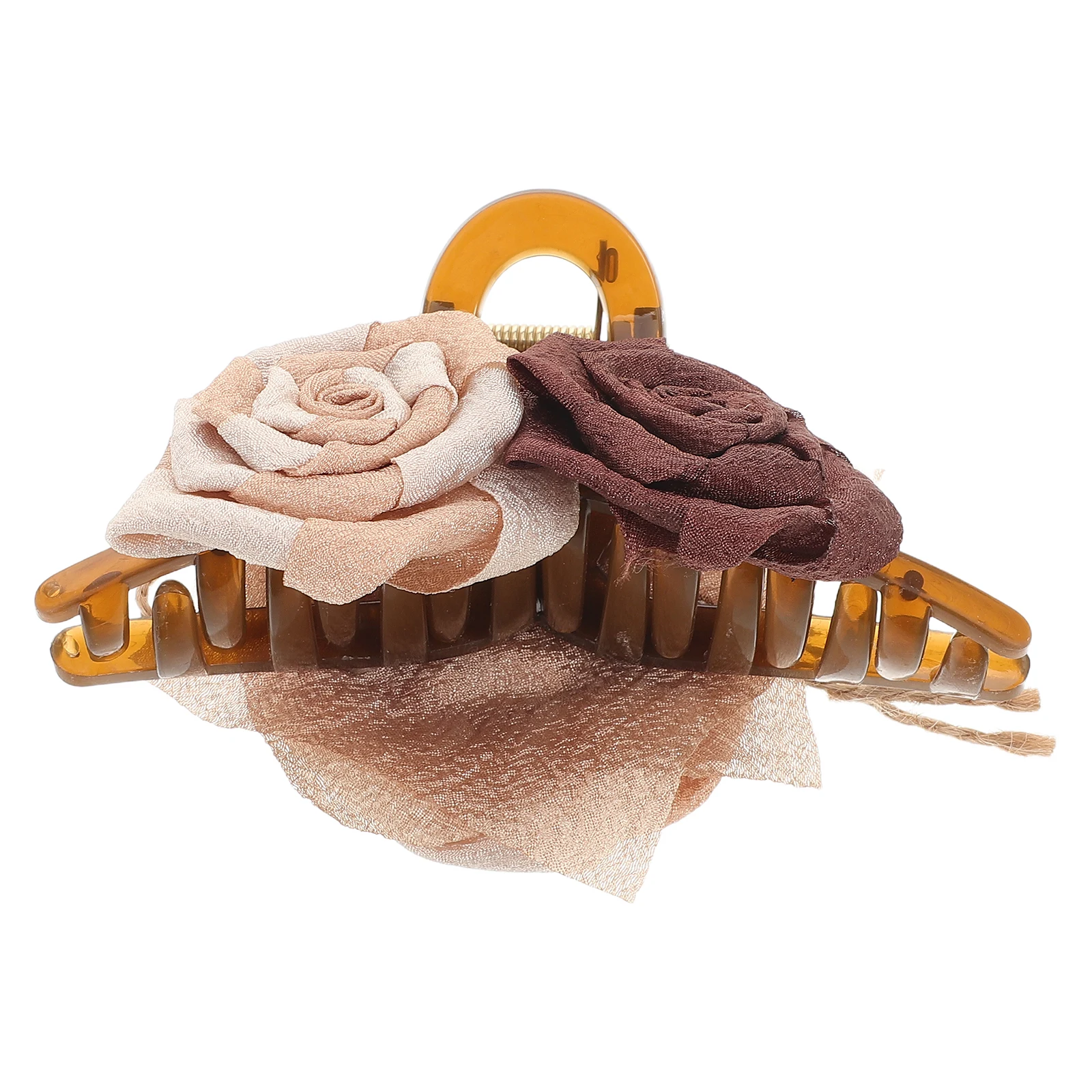 

Dried Rose Claw Clips Hair Accessories Vintage Beige Coffee Tones Metal Plastic Barrette Pins For Women Girls Wedding Party