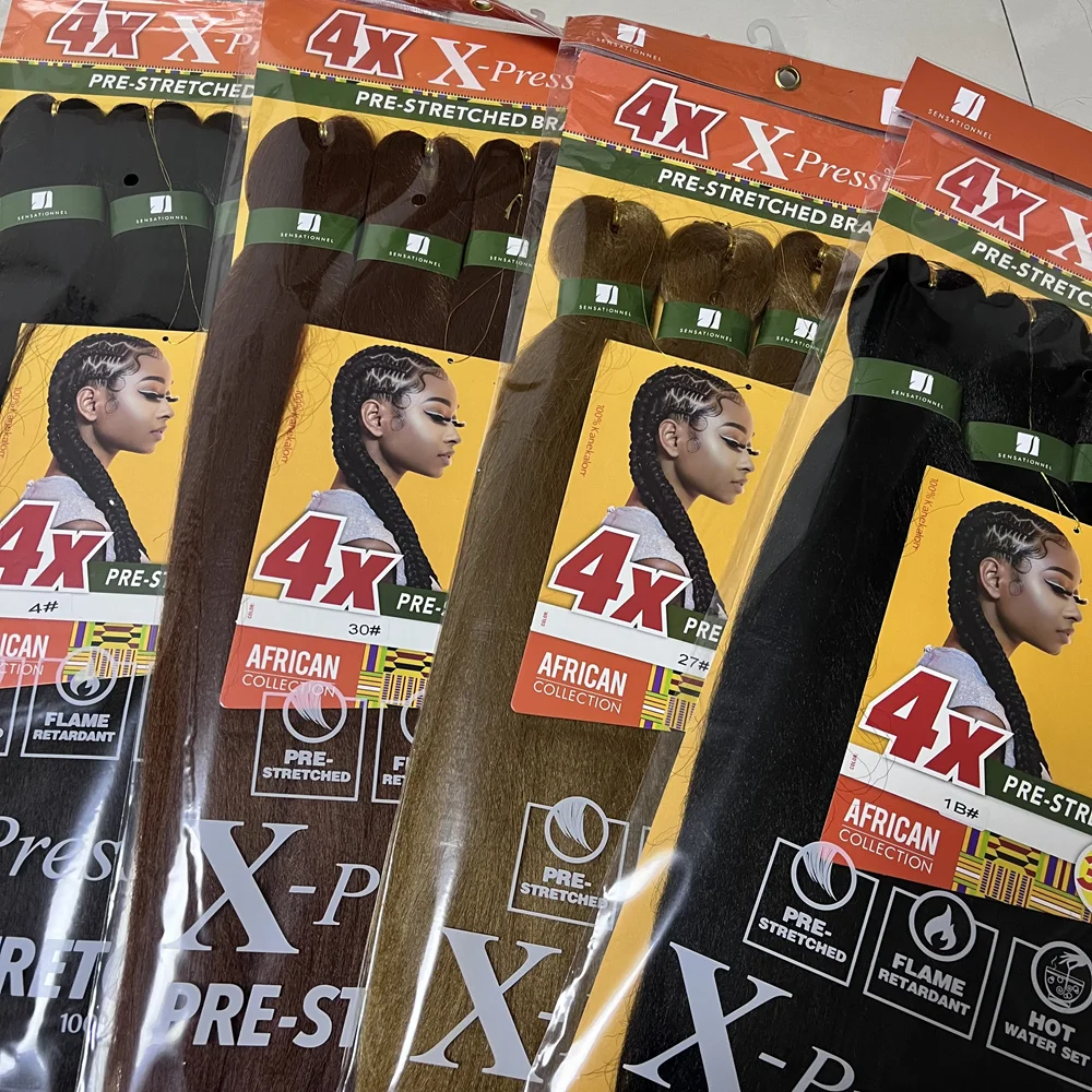 38 Zoll 4x Sensationnel vorgestrecktes synthetisches Flechthaargeflecht Kanekalon flammhemmend für Boxgeflecht und Twist für Frauen