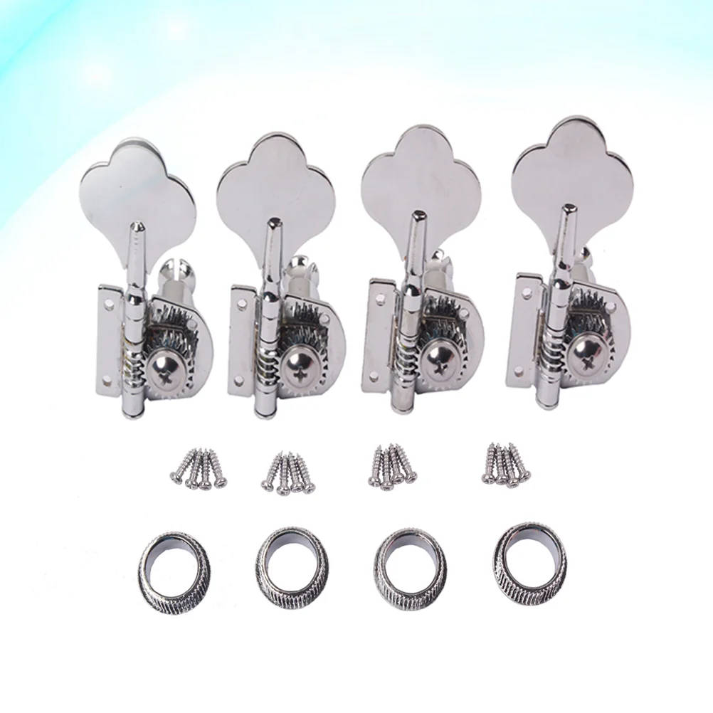 Semiclosed Style Bass Tuning Pegs Keys Tuner Machine Heads Vintage 4R Tuner Heads Set with Mounting Screws Ferrules for 4 String