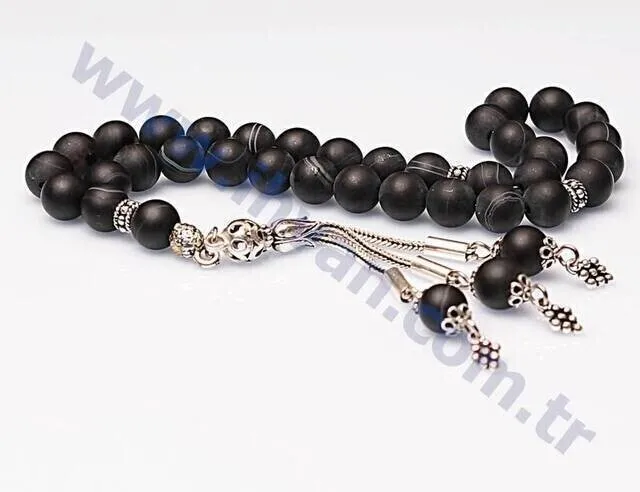 IQRAH Agate Stone Rosary (925 SETTING SILVER 8mm)