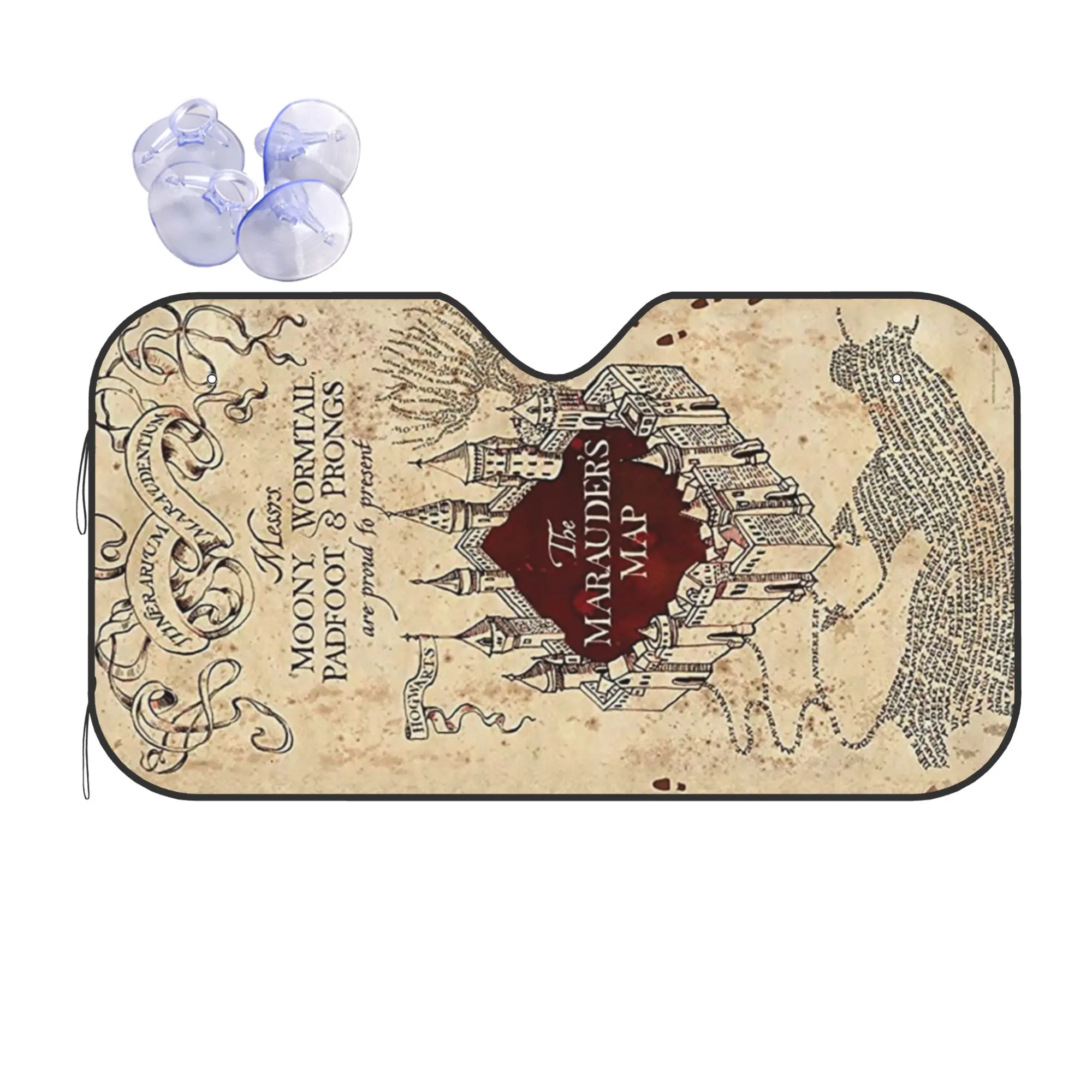 Marauders Magic Map Car Front Windshield Sun Visor UV Protection Car Sun Shade Heat Insulation Cover  Aluminum Foil Car Sunshade