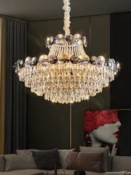 Modern Lustre Light Luxury Duplex Living Room Crystal Chandeliers For Staircase Villa Hotel Lobby Pendant Lights 2024 New Lamps