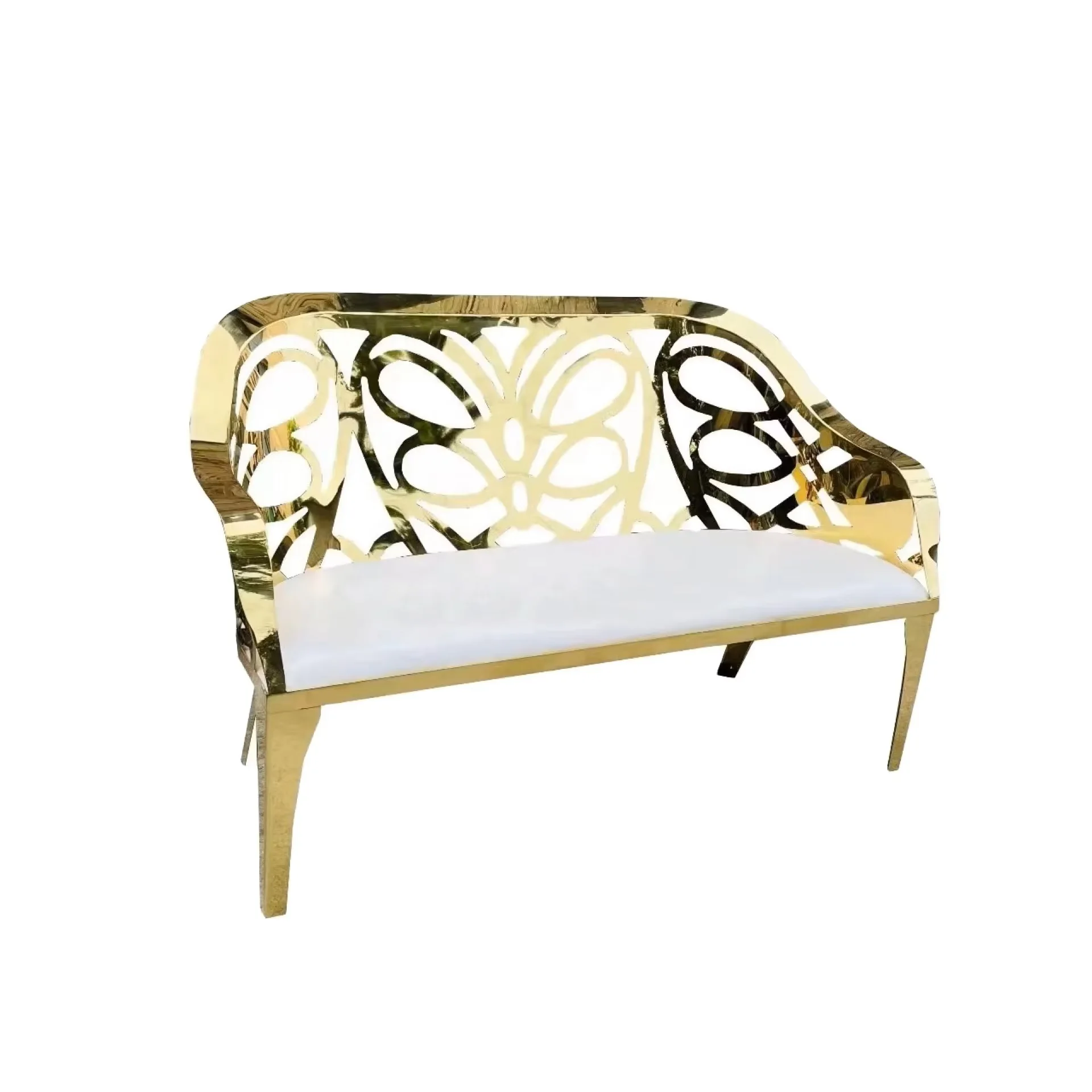 *Royal Hollow Gold Stainless Steel Wedding Sofa for Bride and Groom