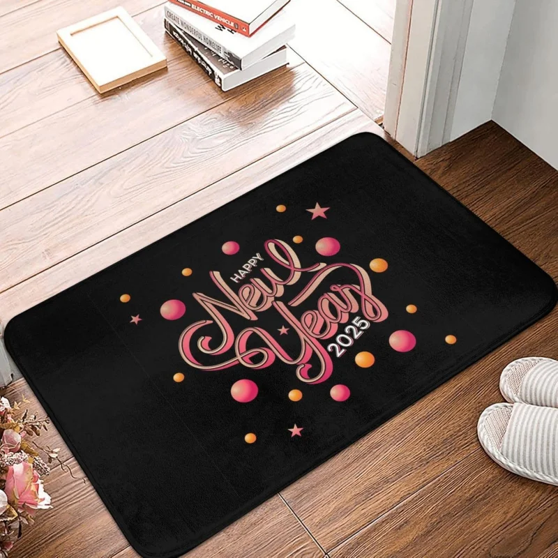 Happy New Year 2025 By Mat Pink Font Decoration Indoor and Outdoor Bedroom Living Room Floor Mat 61X90cm