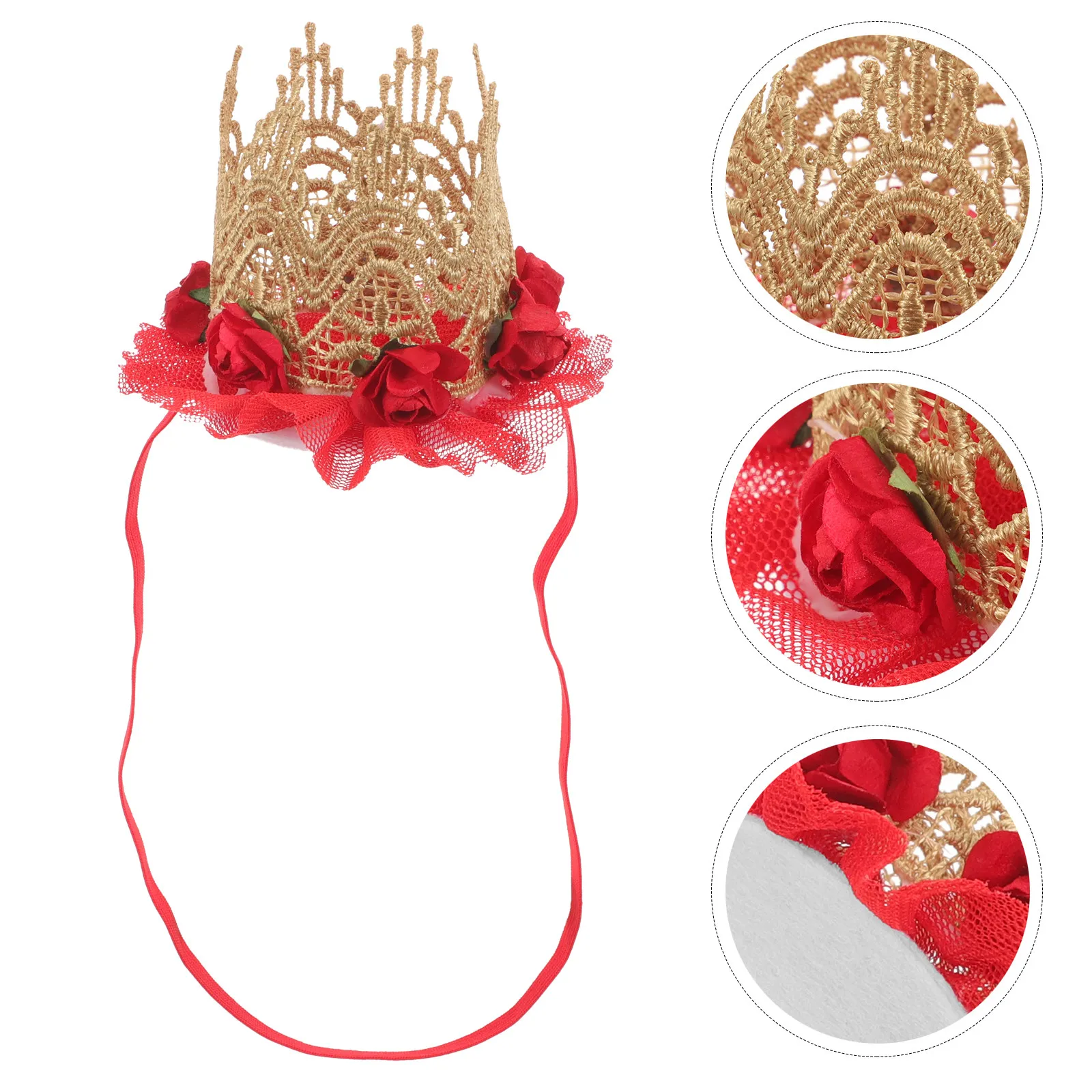 

Baby Girl Crown Lace Rose Mesh Headdress Light Birthday Party Hair Accessories Kids Crown Photo Prop Headband