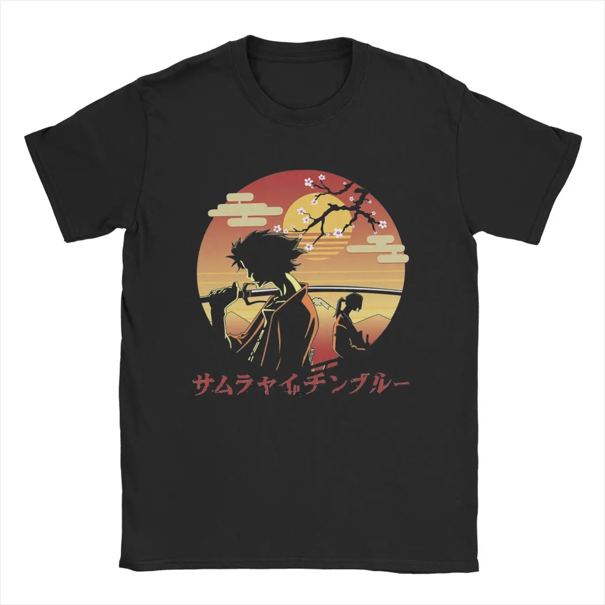 Men's T-Shirt Mugen And Jin Samurai Champloo Sunset Cool Pure Cotton Tees Short Sleeve T Shirt Crewneck Tops Party