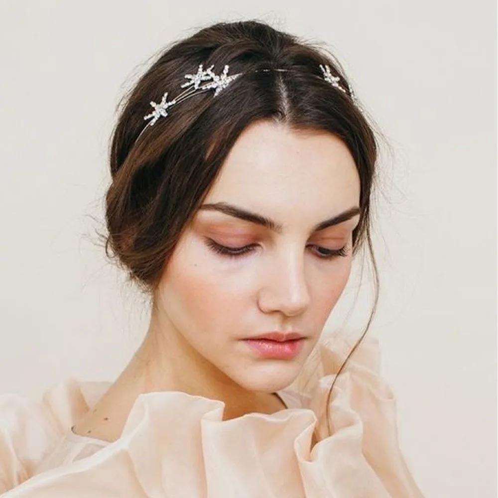 Shiny Star Tiara and Crown Fashion Jewelry 2022 Bling Rhinestone Headbands Princess Diadem Bride Wedding Hair Accessories