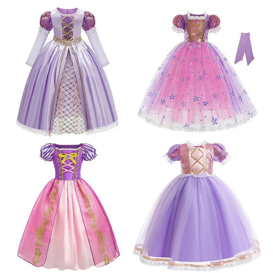 

Kid Costume Princess Dress for Children Birthday Carnival Halloween Party Fancy Girls Clothes Cosplay Tangled Costume Set