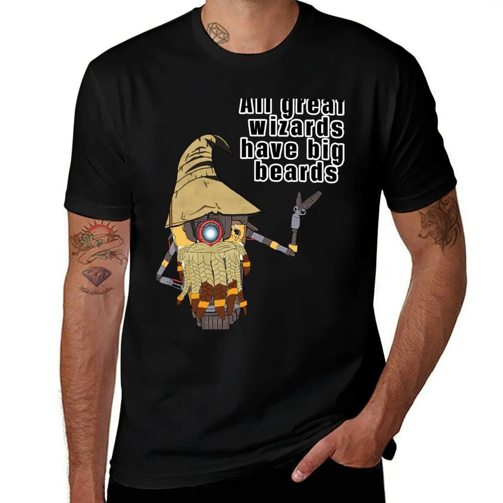 Claptrap says all great wizards have big beards T-Shirt Soft Stretch Short Sleeve Top T-Shirt