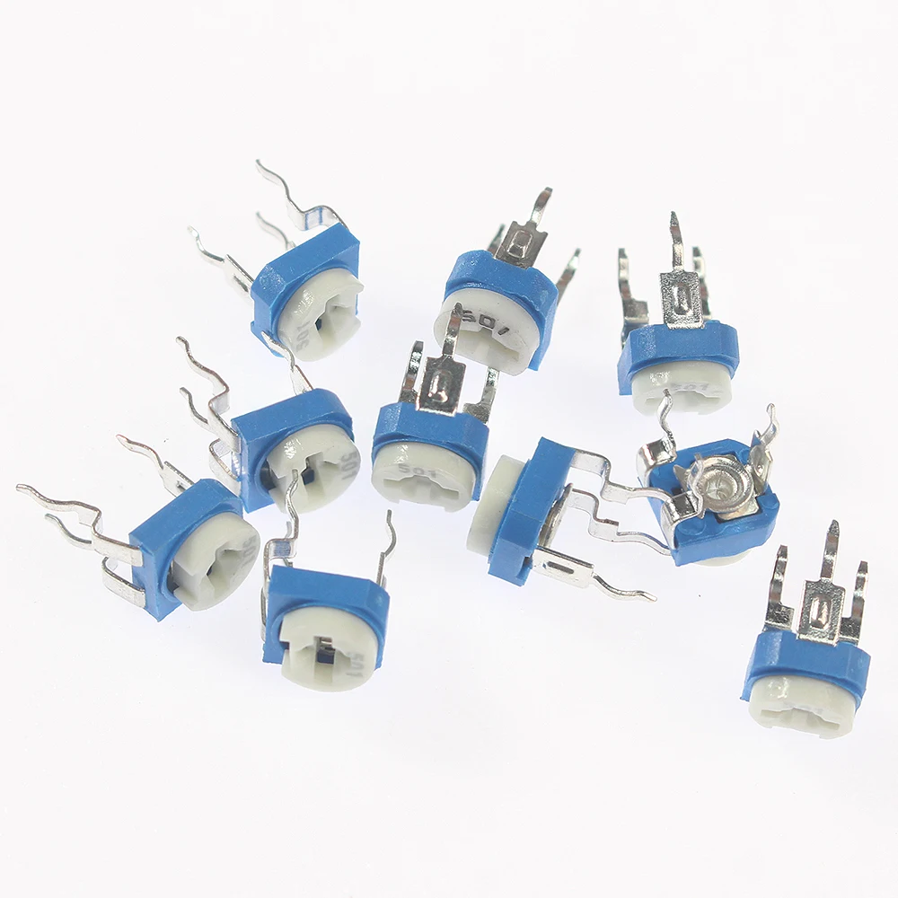 100PCS RM065 Trimmer Potentiometer Kit 500R 1K 2K 5K 10K 20K 50K 100K 200K 1M Variable Resistors Potentiometers RM-065