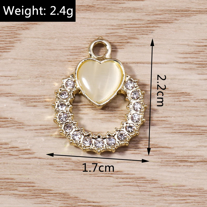 10 Stück elegante Kristall-Charms für die Schmuckherstellung, Liebesherz, Tierfuchs, Fischkrone, Charms-Anhänger für DIY-Halsketten, Ohrringe, Geschenk – Detail 9