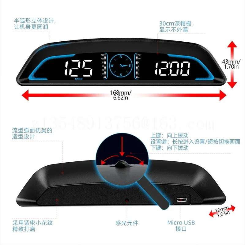 車載hudヘッドアップディスプレイ、自動車汎用デュアルディスプレイlcdメーター、速度超過警報gps