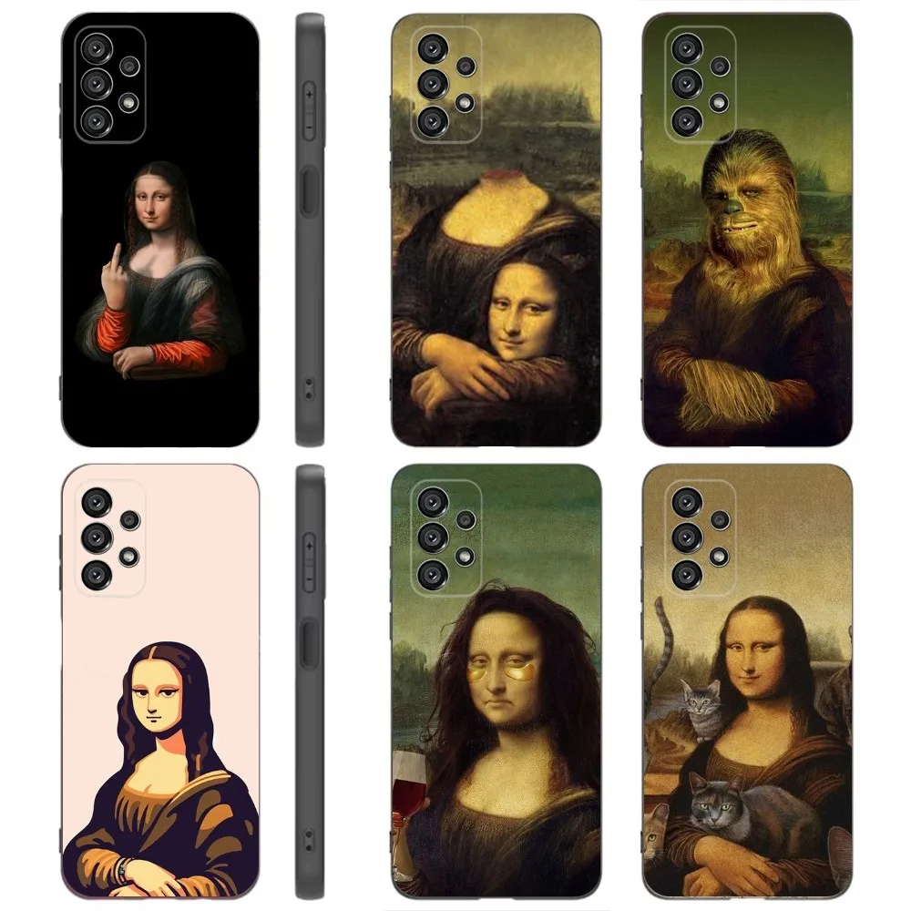 

M-Mona Lisa Pat Art Phone Case For Samsung Galaxy A91,A80,A73,A72 ,A71,A53A52,A32 ,A31A22,A21s,A20,Black Cover