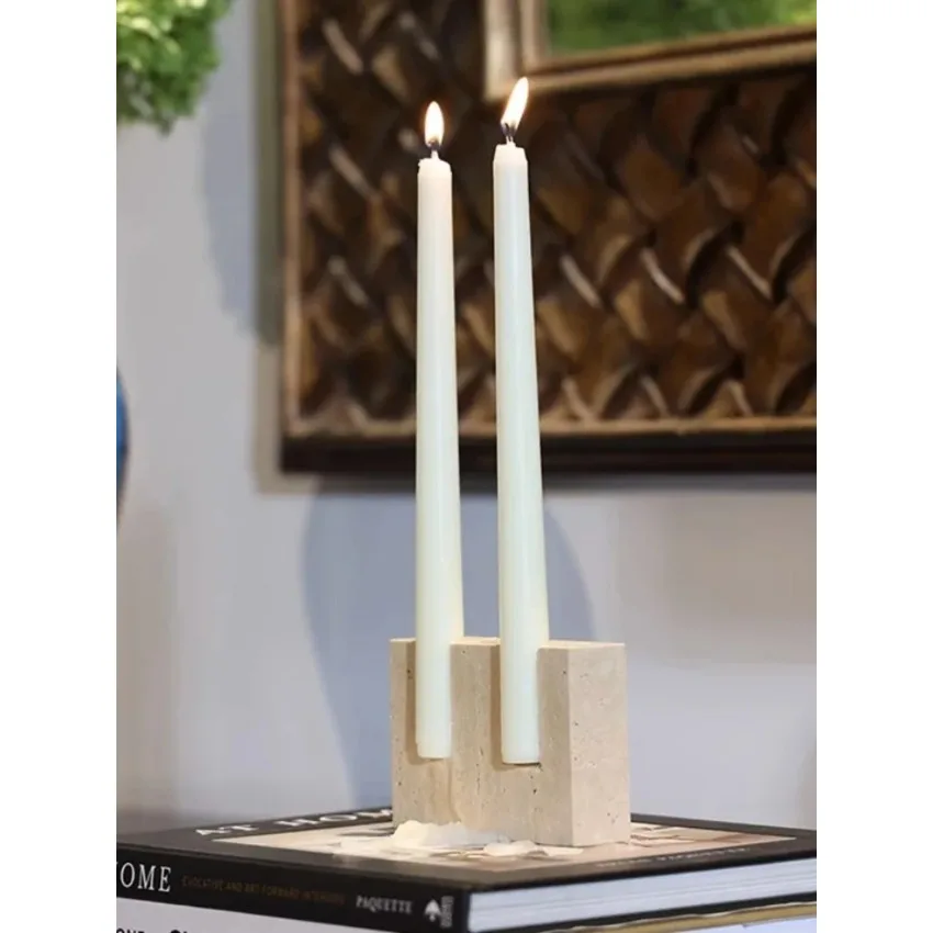 Vintage Candle Holder Ins Cave Stone Candle Table Home Model Room Living Room Desktop Soft Decoration Creative Oral Tape Holder
