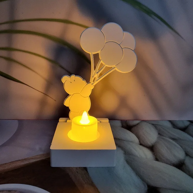 Bear Pull Balloon Candle Holder Ornament Silicone Mold DIY Candle Desktop Home Decoration Storage Plug Gypsum Epoxy Resin Molds