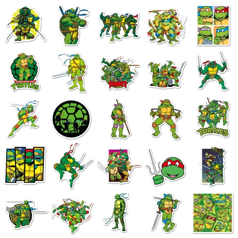 Autocollants tortue Ninja Anime, étiquette de décoration pour valise, tasse d'eau, papeterie pour téléphone portable, voiture, Scooter, ordinateur portable, réfrigérateur, 50 pièces