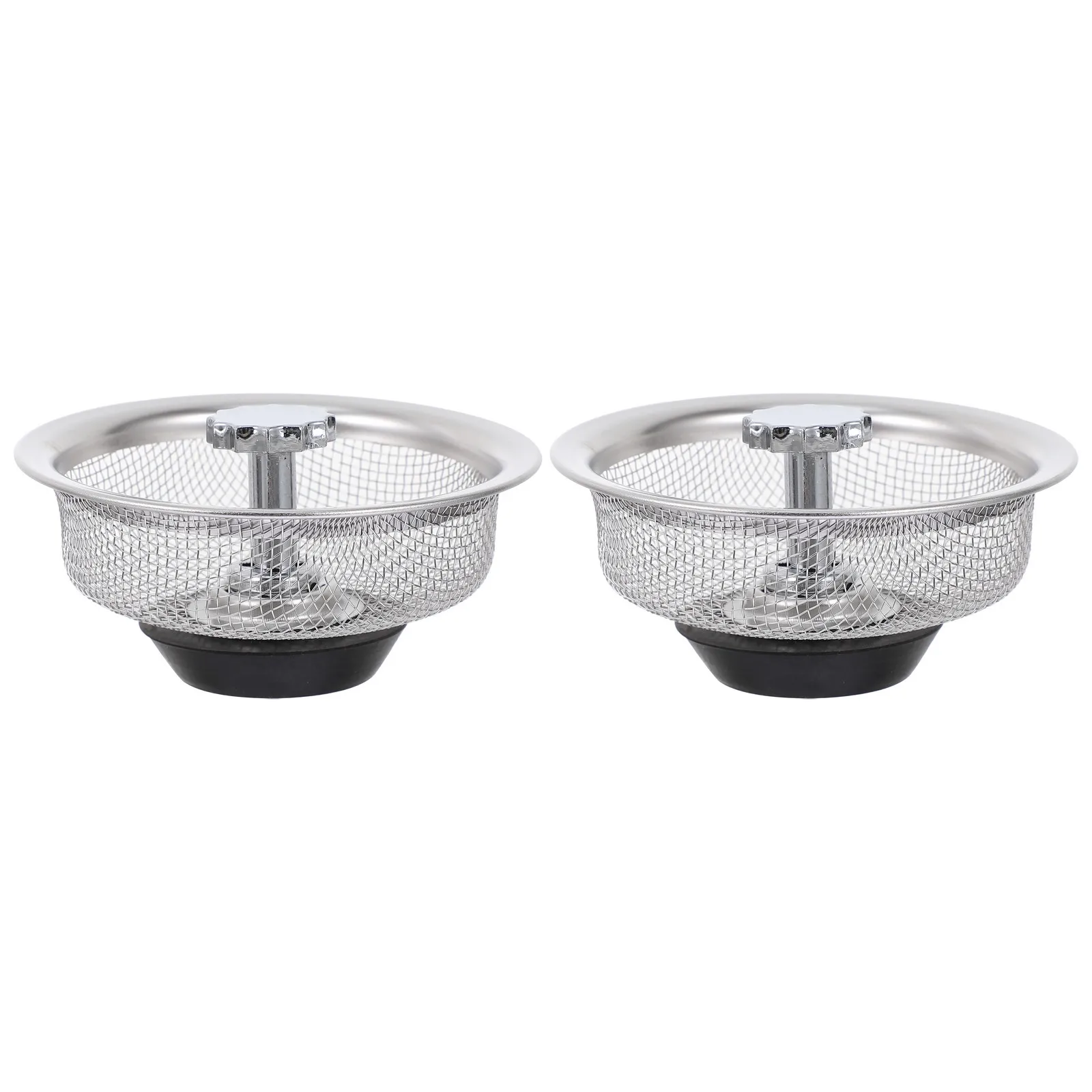 

2Pcs Stainless Steel Sink Drain Filter Kitchen Sink Strainer Handle Mesh Stopper Rust Resistant Water Retention