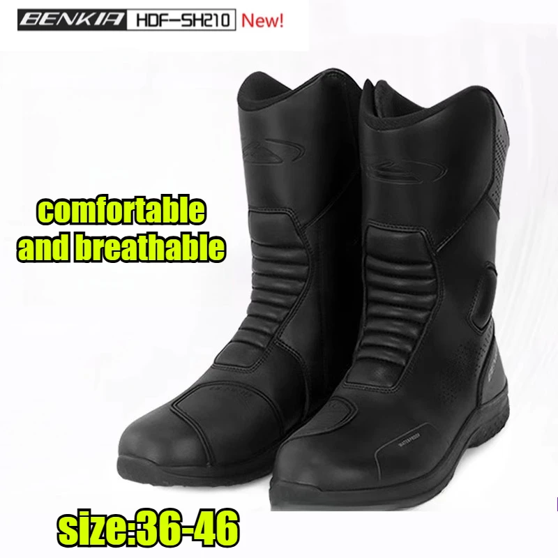 

Мотоциклетные гоночные ботинки BENKIA HDF-SH210, черные профессиональные защитные ботинки для беговых лыж, botas para moto hombre
