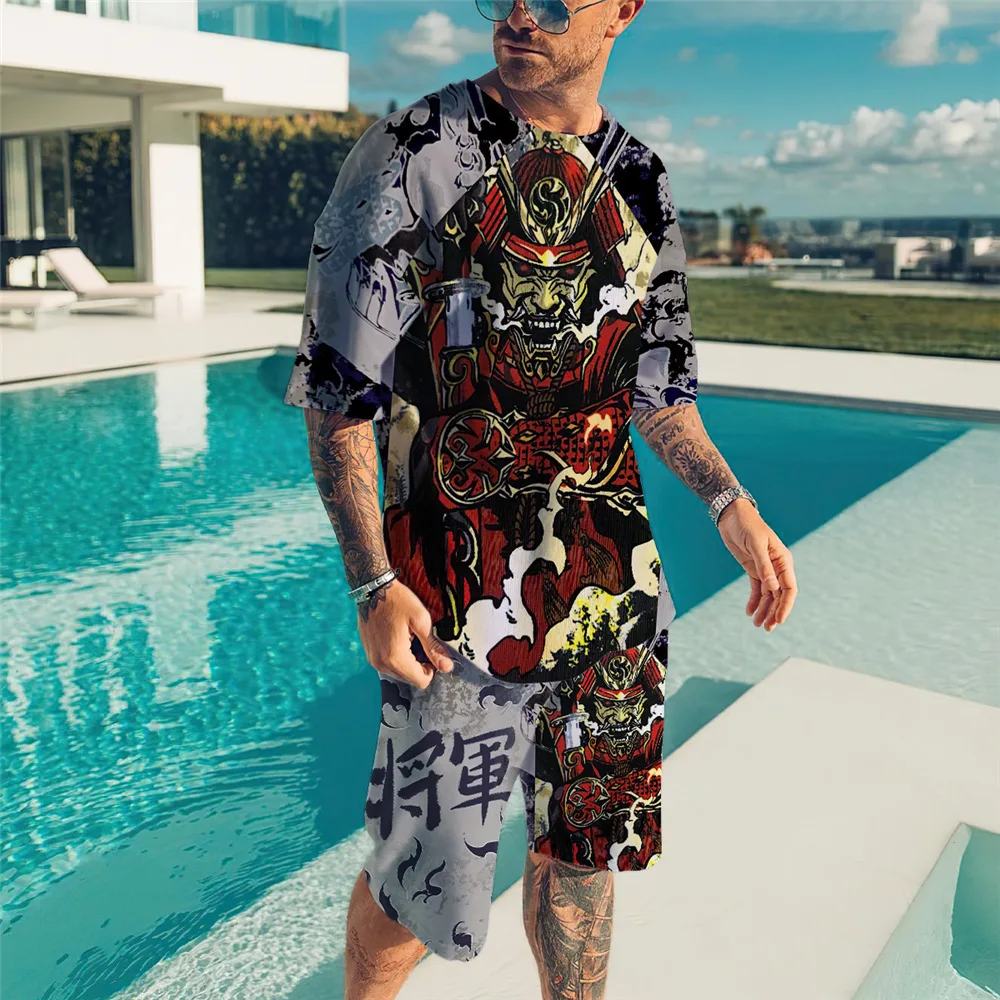 

2025 Summer New Trend Series Trend Luxury Suit 3D Printing Design American Street Breathable Quick-drying T-shirt Shorts Suit