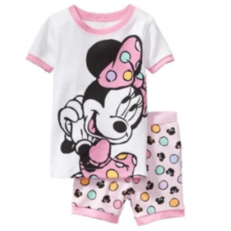 Hot Short sleeved Pajama and pajama suit Bell Minnie Mermaid Ariel kids Sleepwear Cotton Nightwear Clothes Pajamas Sets Gift