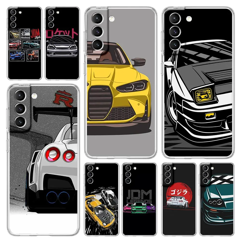 JDM Type R Civic Sport Car Clear Phone Case For Samsung Galaxy S24 Plus S23 FE S22 S21 S20 Ultra 5G S10 S10E S9 S8 Soft Cover