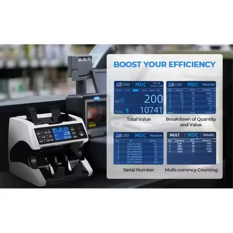 

New Arrival 920 Top Loading Dual CIS Multi-Currency Value Counter Mixed Denomination Bill Counter Money Counting Machine