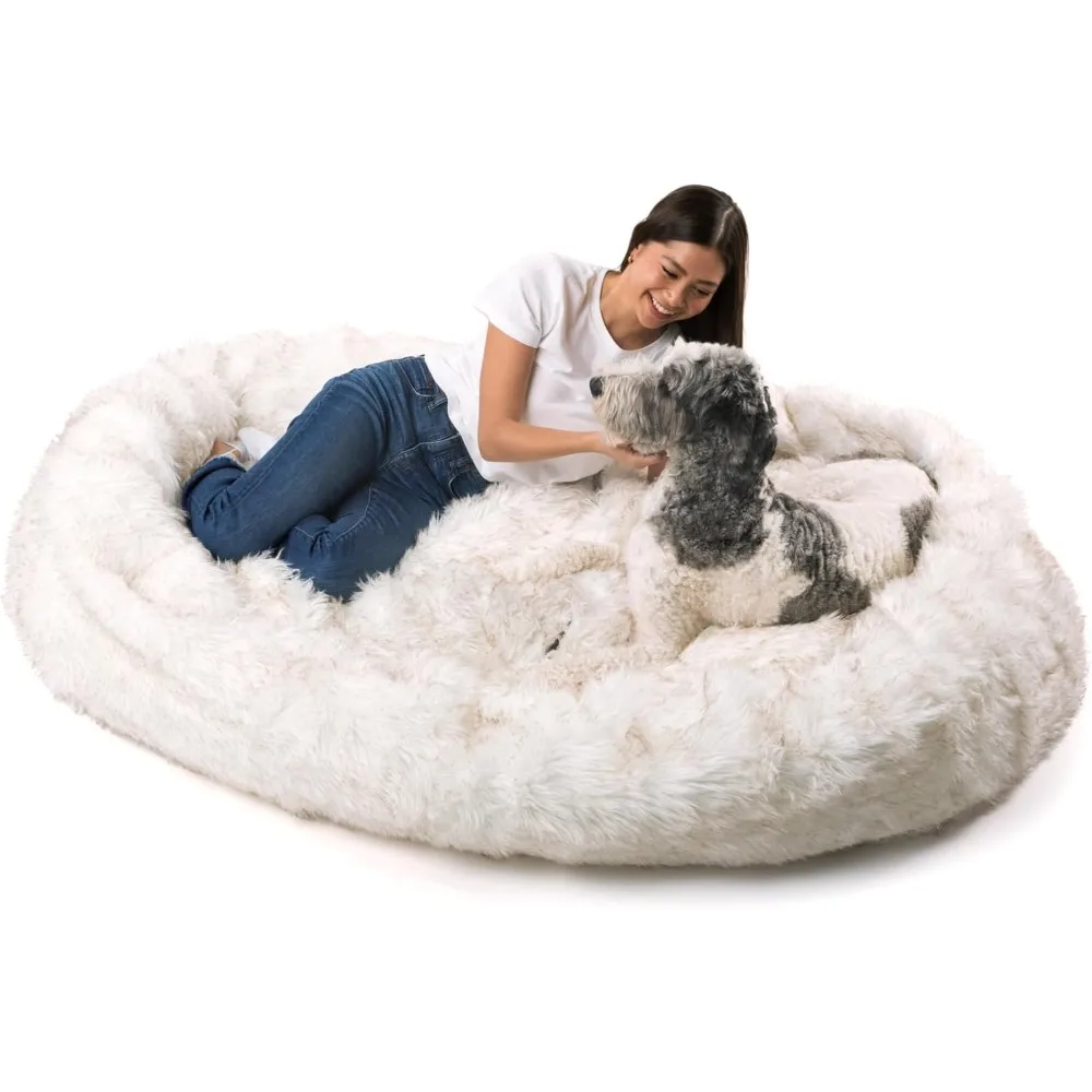 Human-Sized Dog Bed, Faux Fur Memory Foam, Waterproof and Machine Washable