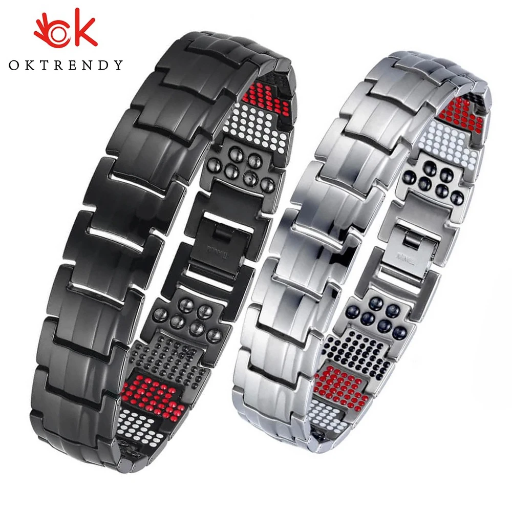 Couple Bracelet Pure Titanium Magnetic Bracelet for Men Silver/Black Color Chain Men Bracelet Hematite Jewelry Gift for Men