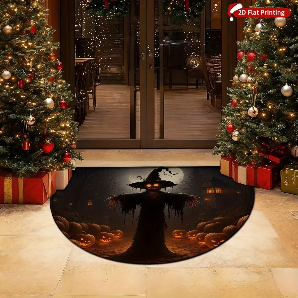 Cute Halloween Half Round Doormat Pink Boo Slogan House Semicircle Carpet For Bedroom Bathroom Front Door Welcome Floor Mat