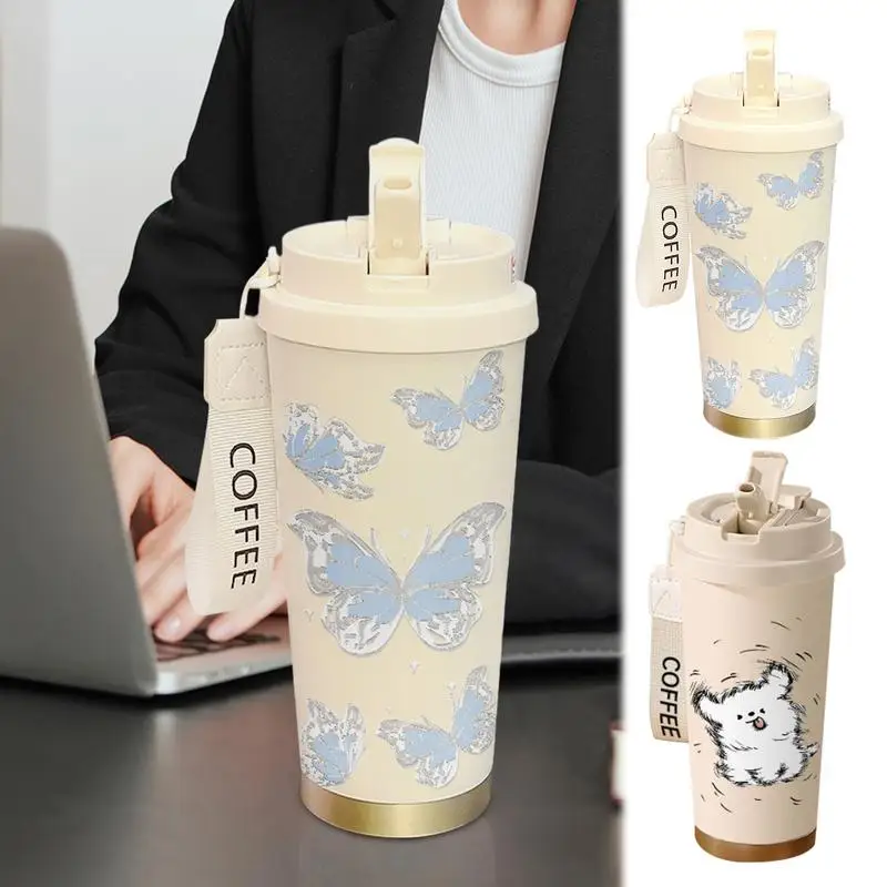 

500ml Sports Water Bottle Portable Travel Water Bottle with Straw Fitness Cup High Value Universal simple double drinking cup
